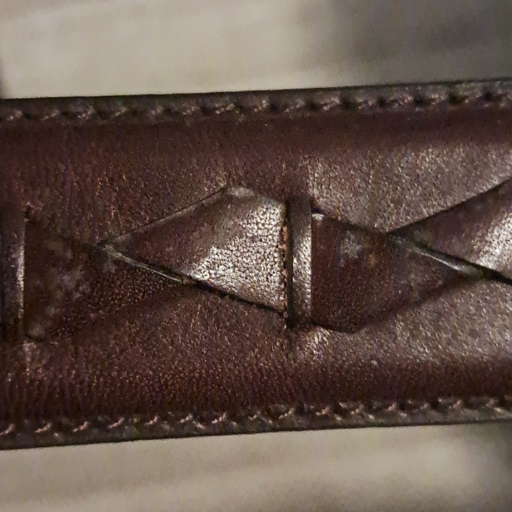 Fossil Men's Brown Woven Leather Belt Brass Basic Classic Western Dress Preowned - Picture 5 of 11